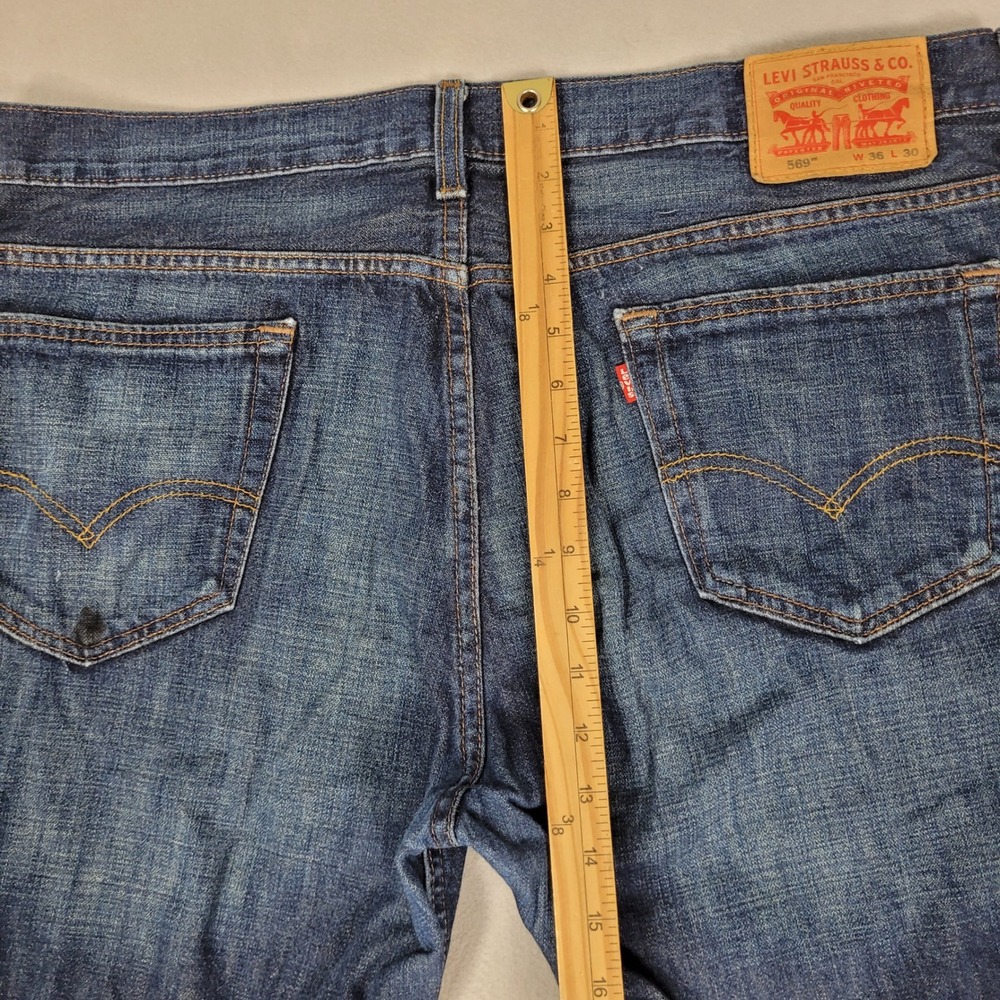 Levi's 569 Loose Straight Jeans Mens 36x30 Blue Denim Cotton Good - Picture 5 of 12